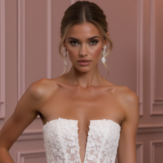 Soft A-Line Wedding Dress for a Boho and Romantic Wedding