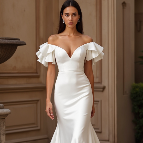 Classic White Mermaid Wedding Dress with a Sweetheart Bodice for a Flattering Fit