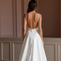 A-Line White Wedding Dress with Subtle Pleats for a Delicate Bridal Look