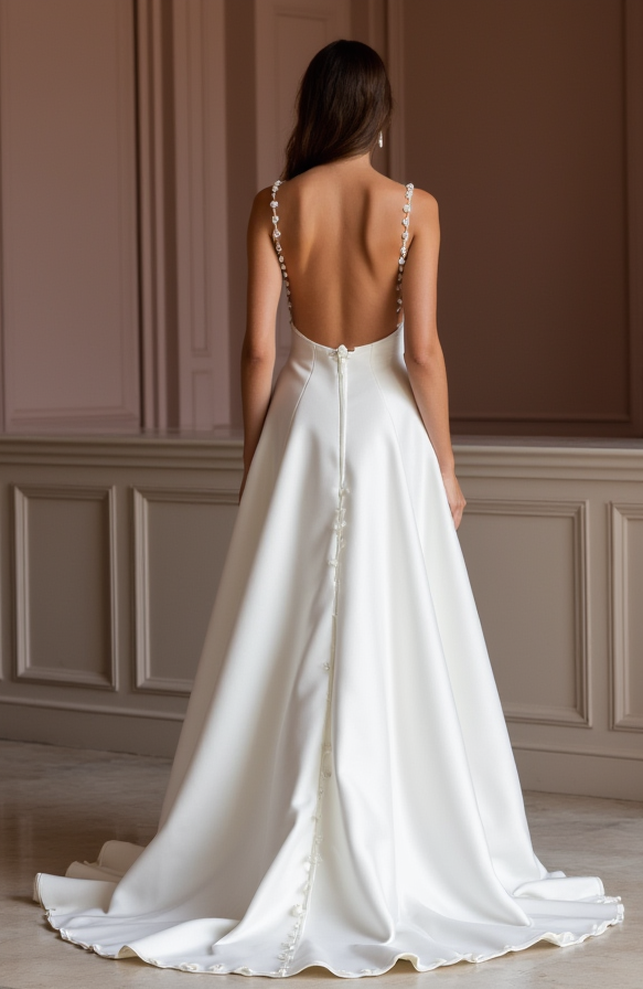 A-Line White Wedding Dress with Subtle Pleats for a Delicate Bridal Look