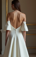 Elegant White A-Line Gown with Off-the-Shoulder Sleeves for a Romantic Touch