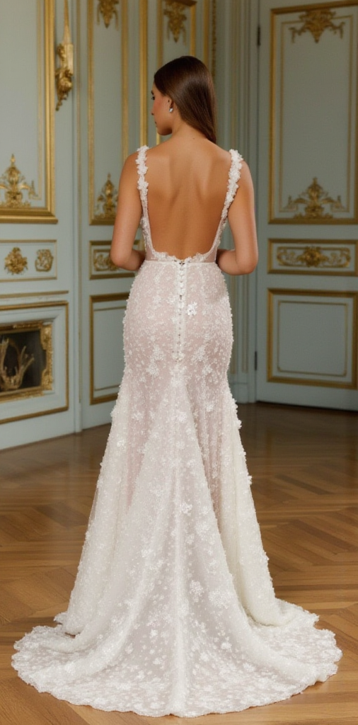 Elegant A-Line Gown with Floral Appliqués for a Feminine Look