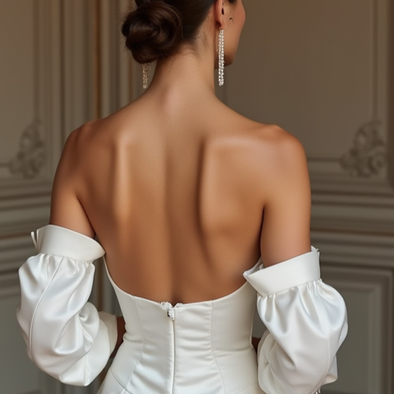 A-Line White Wedding Dress for a Destination Wedding with a Light, Flowing Skirt