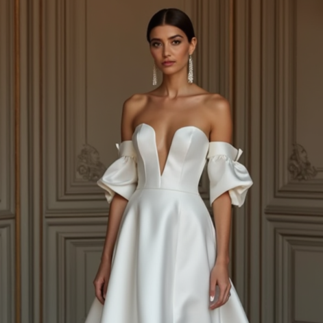 A-Line White Wedding Dress for a Destination Wedding with a Light, Flowing Skirt