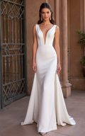 Timeless A-Line Wedding Dress with a Chapel-Length Train