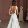 A-Line White Wedding Dress with a Stunning Lace Back for a Vintage Look