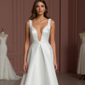 A-Line White Wedding Dress with a Stunning Lace Back for a Vintage Look