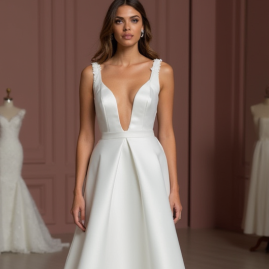 A-Line White Wedding Dress with a Stunning Lace Back for a Vintage Look