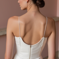 Sophisticated White A-Line Wedding Gown with a High Waist for a Slimming Effect