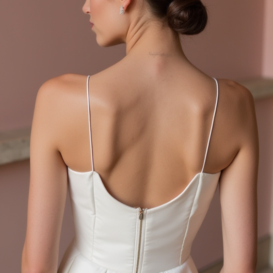 Sophisticated White A-Line Wedding Gown with a High Waist for a Slimming Effect