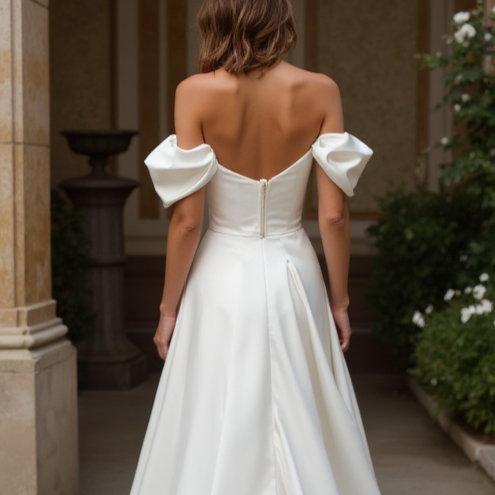A-Line White Wedding Dress with Silk Details for a Luxurious, Soft Touch