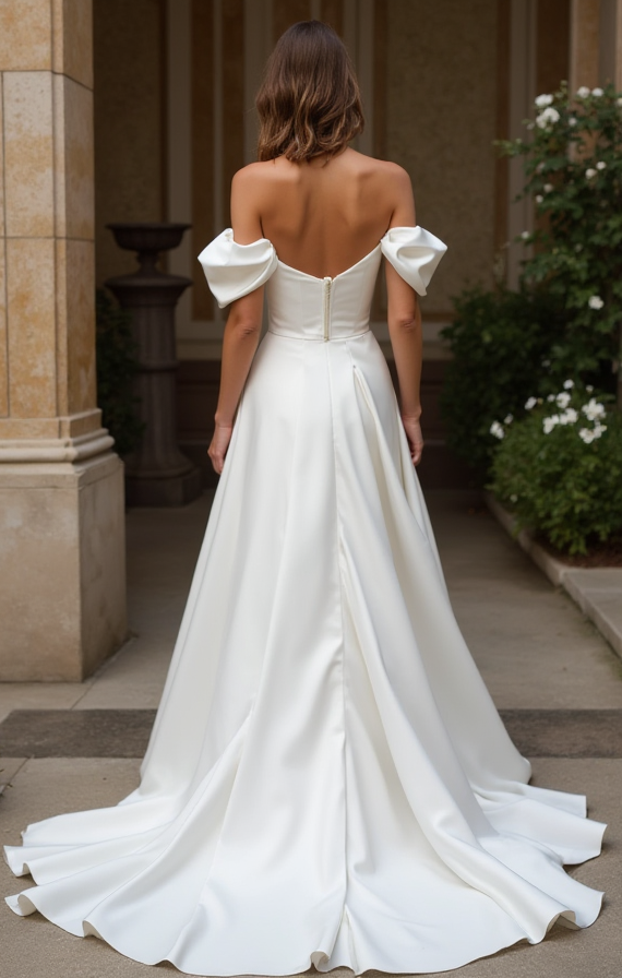 A-Line White Wedding Dress with Silk Details for a Luxurious, Soft Touch
