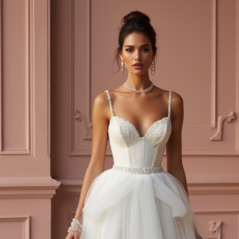 Royal-Inspired Princess Wedding Dress with Stunning Embellishments