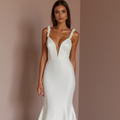 White Mermaid Wedding Dress with an Illusion Back for a Subtle Sexy Touch