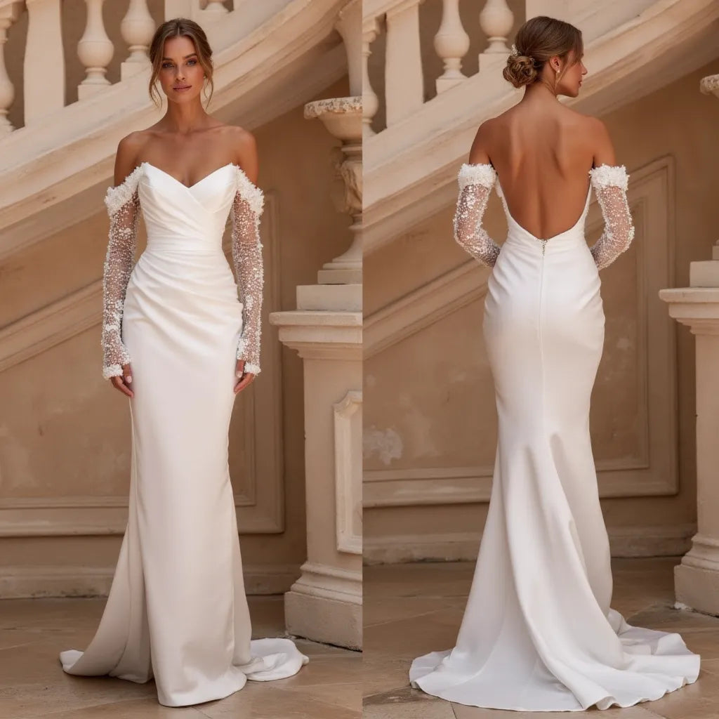 Trumpet Wedding Dress with a Strapless Neckline for a Chic Look