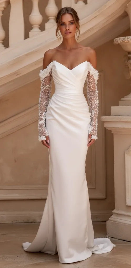 Trumpet Wedding Dress with a Strapless Neckline for a Chic Look