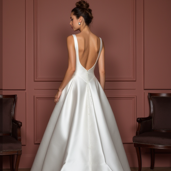 Classic A-Line Wedding Dress with a Satin Train for a Polished Look