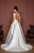 Classic A-Line Wedding Dress with a Satin Train for a Polished Look
