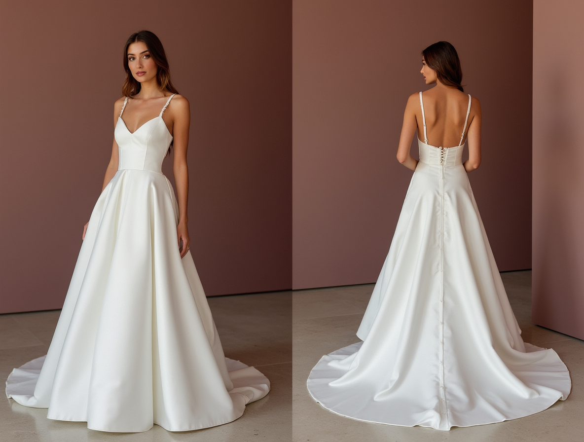 Elegant White A-Line Wedding Dress with a Square Neckline for a Clean Look