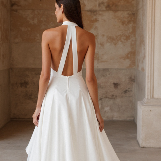 Romantic White A-Line Wedding Dress with a Full Skirt for a Princess Look