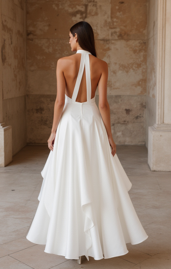 Romantic White A-Line Wedding Dress with a Full Skirt for a Princess Look