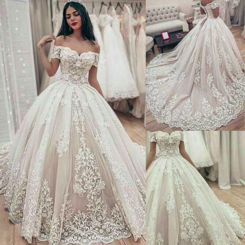 Exquisite Wedding Dress Ball Gown Sweetheart Appliques Off The Shoulder Lace-up For Brides Vestido De Novia