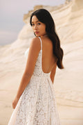 Beautiful Spaghetti Straps Wedding Dress with Lace Embellishments and a Sophisticated Slit Perfect for Brides Dresses