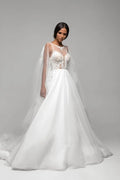 Stunning Puffy A-Line Bridal Dress with Long Sleeves, V-Neckline, and Lace Embellishments for a Timeless Bridal Look