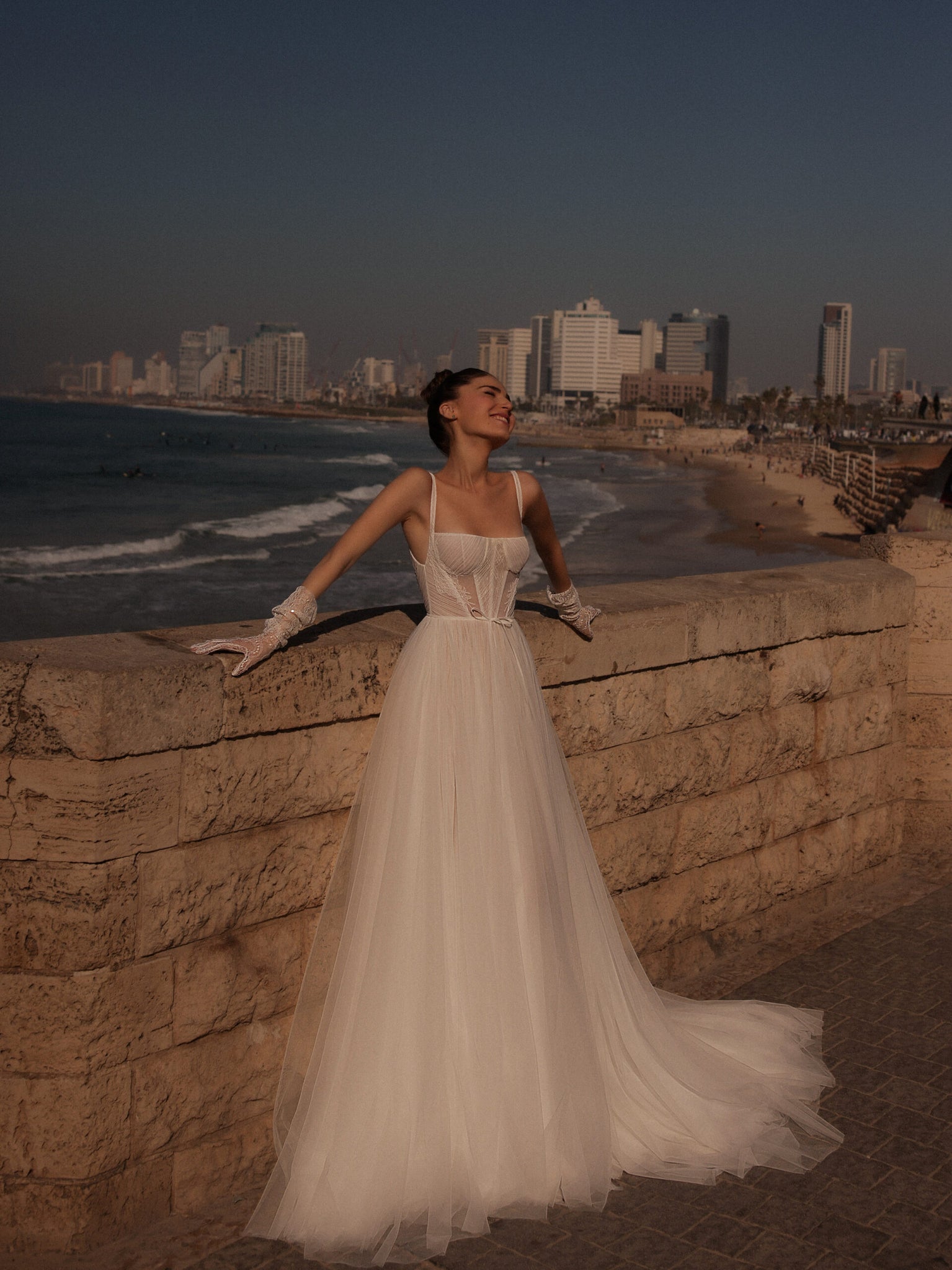 Romantic A-Line Wedding Gown with Lace, Spaghetti Straps, and a Sweetheart Neckline for an Elegant and Timeless Bridal Look