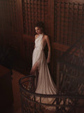 Sophisticated Sheath Wedding Gown with Elegant Lace, Strapless High Neckline, and a Flattering Natural Waistline for a Chic and Timeless Bridal Look