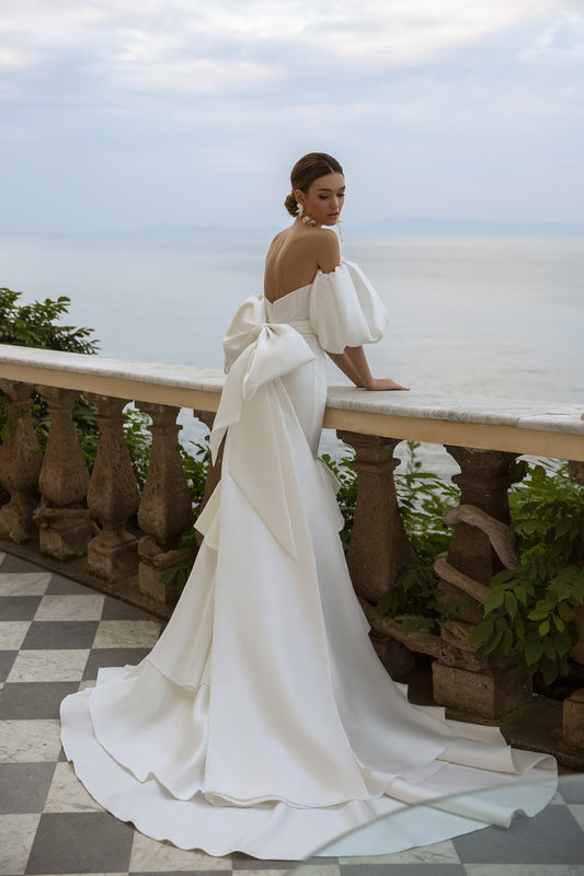 Modern Wedding Dresses Sweetheart Backless Bridal Gowns Satin Tiered Sheath Mermaid Off The Shoulder Elegant Vestidos De Novia - Camilla's